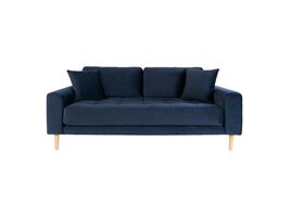 Lido bank 2,5 pers. velours incl. 2 sierkussens, blauw.