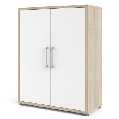 Prisme Dossierkast met 2 deuren, eiken decor, wit