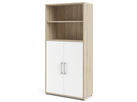 Prisme Dossierkast 2 compartimenten en 2 deuren, eiken decor, wit