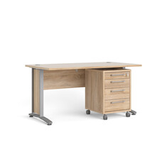 Prisme Bureau met verrijdbaar onderstel, eiken decor