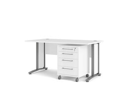 Prisme Bureau met verrijdbaar onderstel, wit