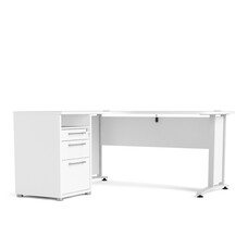 Prisme Hoekbureau met 1 plank en 3 laden, wit, wit