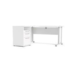 Prisme Hoekbureau met 1 plank en 3 laden, wit, wit