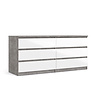 ebuy24 Nada kommode breed met 6 lades, betondecor/wit hoogglans.