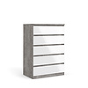 ebuy24 Nada kommode hoog met 5 lades, betondecor/wit hoogglans.