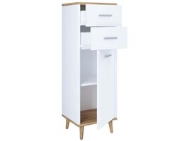 ebuy24 Lindas kommode 1 deur 2 laden wit, eik decor.