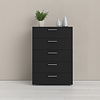 ebuy24 Petra kommode met 5 lades, matzwart.