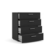 ebuy24 Petra kommode met 4 lades, matzwart.