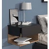 ebuy24 UsalXL45 nachtkastje wandmontage 1 lade 1 plank zwart, eik decor.