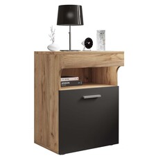 ebuy24 SlepalM nachtkastje 1 deur 1 plank antraciet, eik decor.