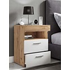ebuy24 SlepalL nachtkastje 2 laden 1 plank eik decor, wit.