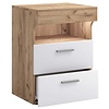 ebuy24 SlepalL nachtkastje 2 laden 1 plank eik decor, wit.