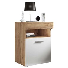 ebuy24 SlepalM nachtkastje 1 deur 1 plank eik decor, wit.