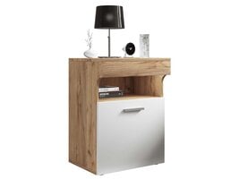 ebuy24 SlepalM nachtkastje 1 deur 1 plank eik decor, wit.