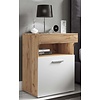 ebuy24 SlepalM nachtkastje 1 deur 1 plank eik decor, wit.