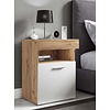 ebuy24 SlepalM nachtkastje 1 deur 1 plank eik decor, wit.