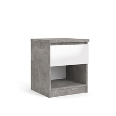 ebuy24 Nada nachtkastje met 1 lade en 1 plank, betondecor/wit hoogglans.