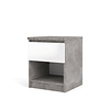 ebuy24 Nada nachtkastje met 1 lade en 1 plank, betondecor/wit hoogglans.
