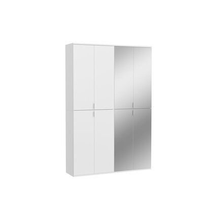 ebuy24 ProjektX kledingkast 8 deuren wit, spiegel.