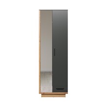 ebuy24 Synnax kledingkast 1 groot deur, 1 klein deur, 1 lade grijs,eik decor.