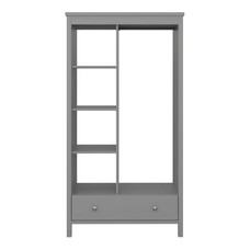 ebuy24 TromsÃ¸ kledingkast zonder deuren 3 planken, 1 lade, 1 ophangstang grijs.
