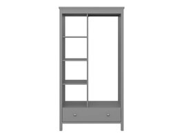 ebuy24 TromsÃ¸ kledingkast zonder deuren 3 planken, 1 lade, 1 ophangstang grijs.