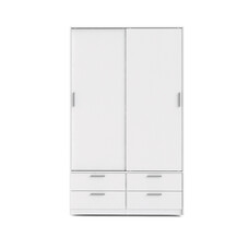 ebuy24 Line kledingkast Schuifdeurkast met 2 deuren en 4 lades, wit.