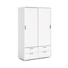 ebuy24 Line kledingkast Schuifdeurkast met 2 deuren en 4 lades, wit.