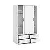 ebuy24 Line kledingkast Schuifdeurkast met 2 deuren en 4 lades, wit.