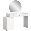 ebuy24 Prisma kaptafel spejl, 1 deur, 1 lade hoog glans wit.