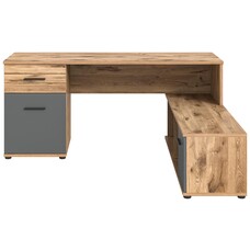 ebuy24 Mason bureau hoek 2 deuren, 1 lade, 2 planken grijs,eik decor.