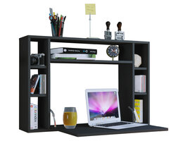 ebuy24 Wandila bureau , Laptopbureau wand en 7 vakkenzwart.