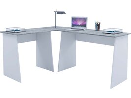 ebuy24 Masola bureau hoekbureau wit, beton decor.