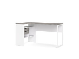 ebuy24 Plus bureau Hoekbureau met 3 legplanken en 2 laden, wit/betondecor.