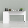 ebuy24 Plus bureau Hoekbureau met 3 legplanken en 2 laden, wit/betondecor.