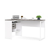 ebuy24 Plus bureau Hoekbureau met 3 legplanken en 2 laden, wit/betondecor.