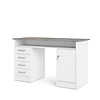 ebuy24 Plus bureau met 1 legplank, 4 laden en 1 deur met slot, wit/betondecor.