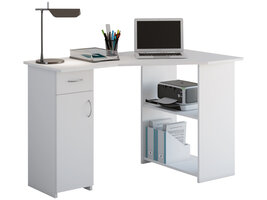 ebuy24 Linzia bureau 1 deur, 1 lade en 2 vakkenwit.