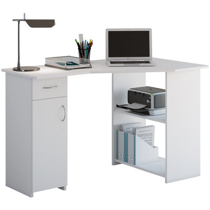 ebuy24 Linzia bureau 1 deur, 1 lade en 2 vakkenwit.