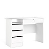 ebuy24 Plus bureau met 1 legplank, 3 kleine laden en 1 grote lade met sleutel, wit.