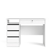 ebuy24 Plus bureau met 1 legplank, 3 kleine laden en 1 grote lade met sleutel, wit.