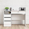 ebuy24 Plus bureau met 1 legplank, 3 kleine laden en 1 grote lade met sleutel, wit.