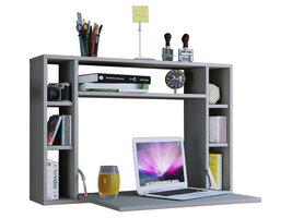 ebuy24 Wandila bureau , Laptopbureau wand en 7 vakkenGrijs.