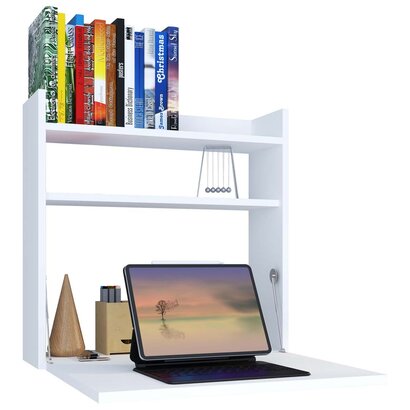 ebuy24 Dralis bureau bureau wandmontage 1 kleppe 1 plank wit.