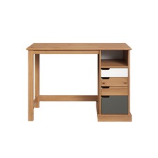 ebuy24 Mestre bureau 1 plank, 3 kleine,1 groot lade honing,wit.grijs.