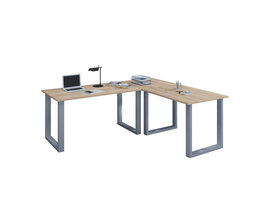 ebuy24 Lona hoekbureau 220x160x80 cm U-frame Sonoma eiken decor, zilverkleurig.