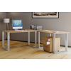 ebuy24 Lona hoekbureau 190x190x50 cm U-frame Sonoma eiken decor, zilverkleurig.