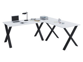 ebuy24 Lona hoekbureau 220x160x80 cm X-frame wit, zwart.