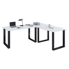 ebuy24 Lona hoekbureau 220x160x80 cm U-frame wit, zwart.