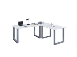 ebuy24 Lona hoekbureau 160x160x50 cm U-frame wit, zilverkleurig.